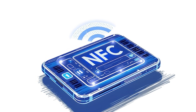 Photo nfc wireless communication technology digital payment concept isolated with white highlights