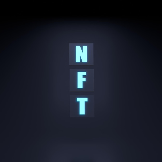 NFT neon icon 3d render illustration