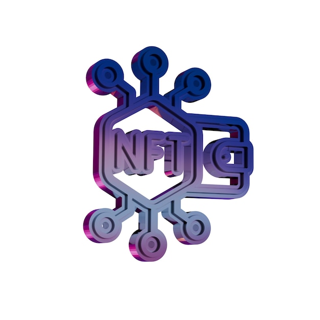 Photo nft security shield icon in neon gradient style