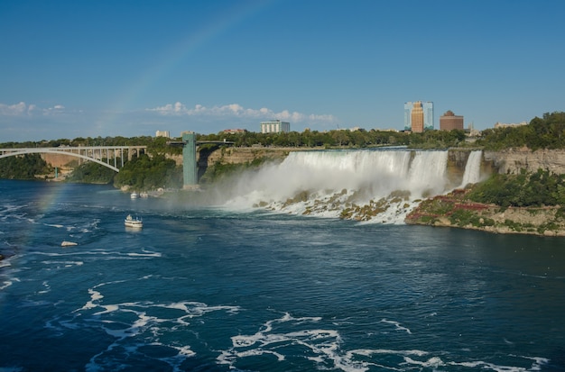 Niagara Falls Landscape and Rainbow from Canada side.