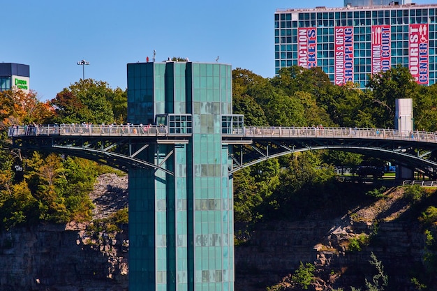 Niagara Falls Observation Tower detail with tourists