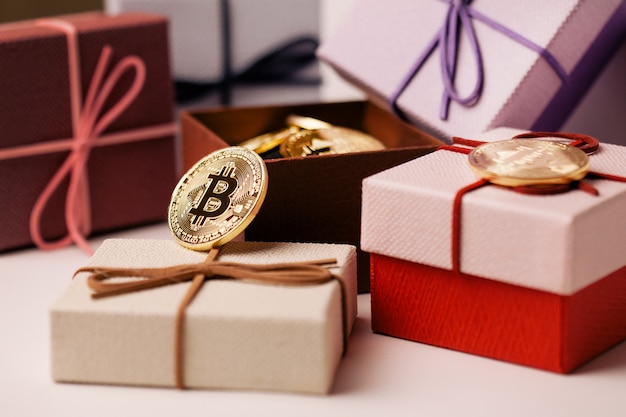 Nice bitcoin gift in a red box