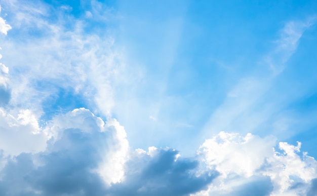 Nice blue sky with sun beam with cloudy