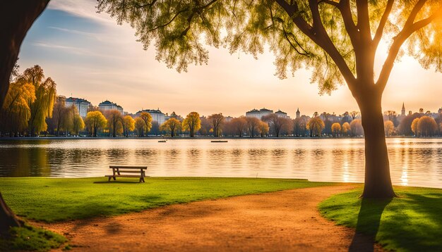 Nice city park by the lake