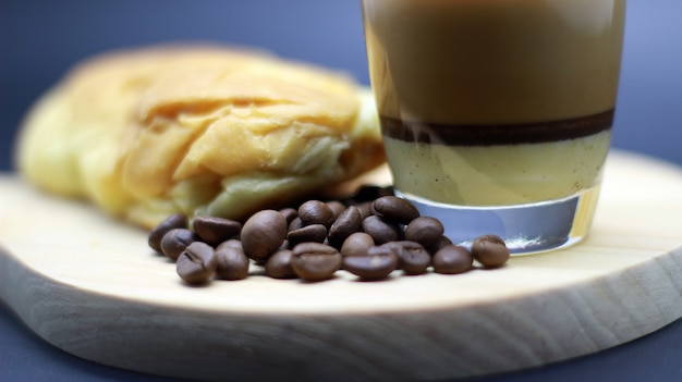 nice coffee beans, espresso, bread, photoshoot