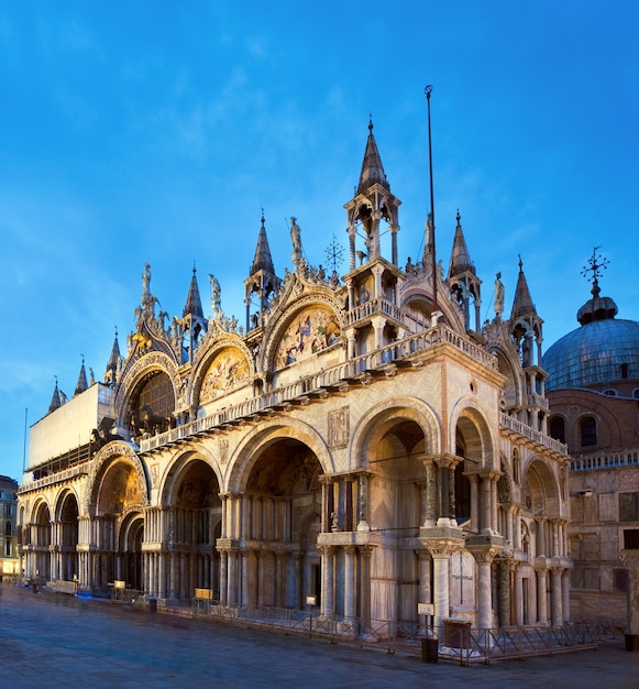 Nice evening Piazza San Marco and St Mark's Basilica view, Venice, Italy.