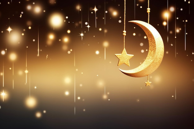 Nice golden ramadan kareem moon and star design