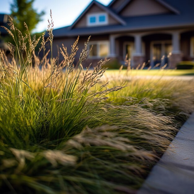 Nice grass in front of a house