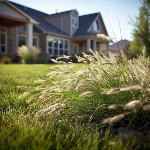 Nice grass in front of a house