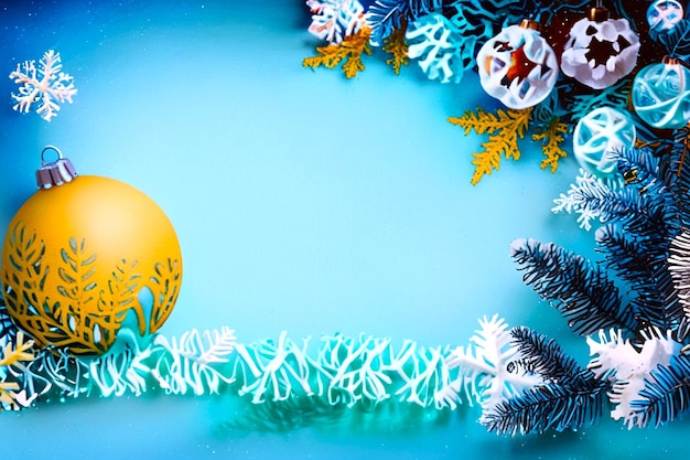 Nice greeting christmas on blue background with Christmas decorations