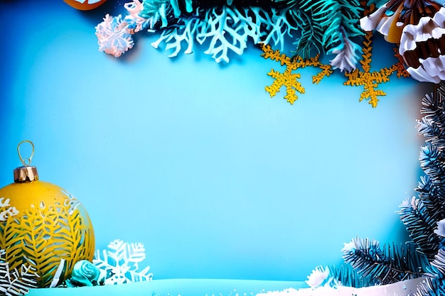 Nice greeting christmas on blue background with Christmas decorations