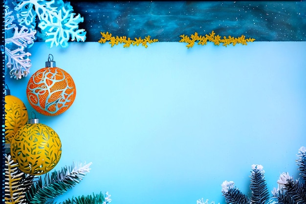 Nice greeting christmas on blue background with Christmas decorations