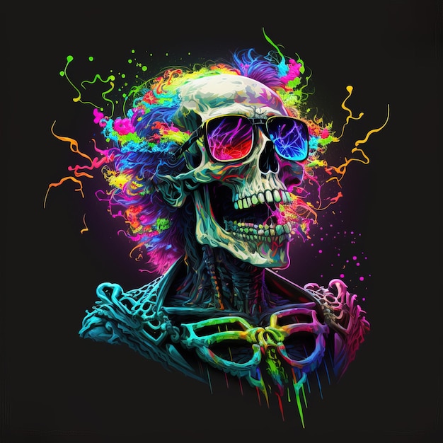 nice illustration of a skeleton in pop colors Generative AI