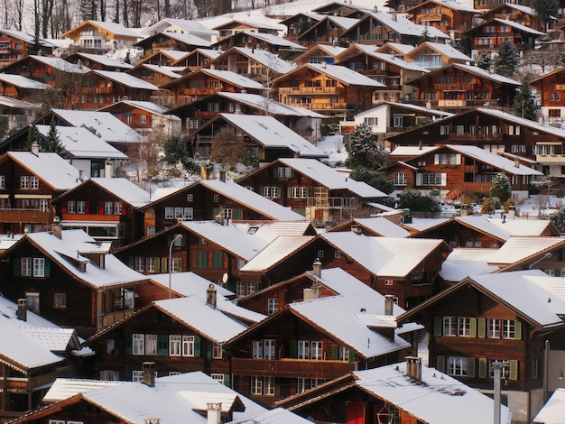 Nice snowy mountain village Switzerland