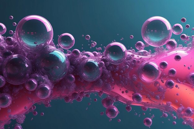 Photo a nice transparent liquid with flowing bubbles generative ai