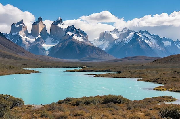 Photo nice view of torres del paine national park chile