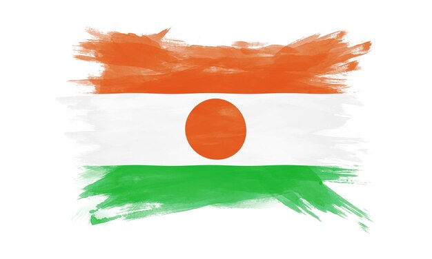 Photo niger flag brush stroke, national flag on white background