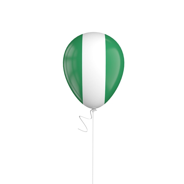 Nigeria flag balloon on a string 3D Rendering