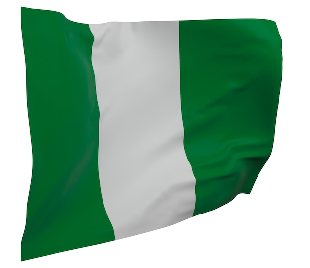 Nigeria flag isolated. Waving banner. National flag of Nigeria