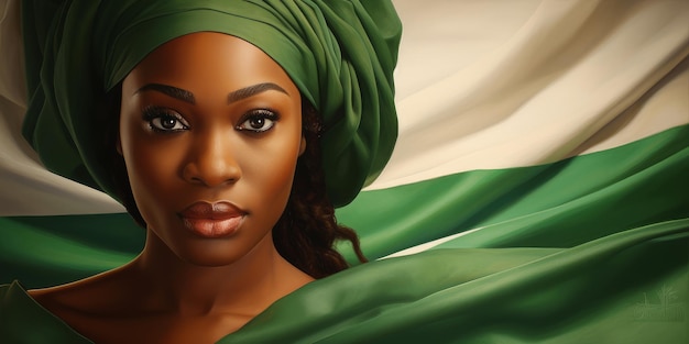 nigerian woman with the flag of nigeria Nigeria Independence Day