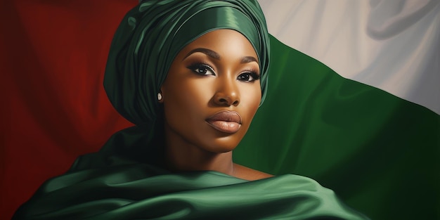 nigerian woman with the flag of nigeria Nigeria Independence Day