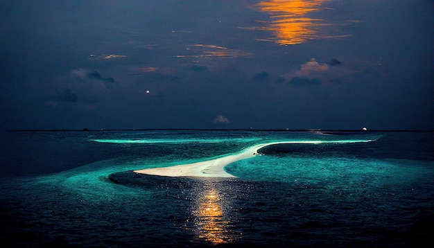 Night beaches of the Maldives an incredibly beautiful beach in the Maldives