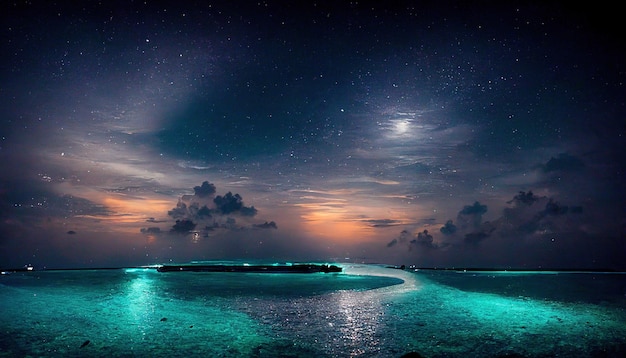 Night beaches of the Maldives an incredibly beautiful beach in the Maldives