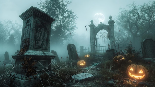 Night_Cemetery_Halloween_Pumpkinsai