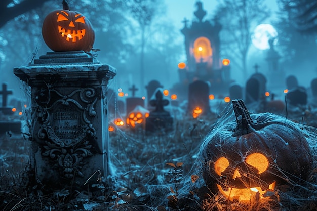 Night_Cemetery_Halloween_Pumpkinsai