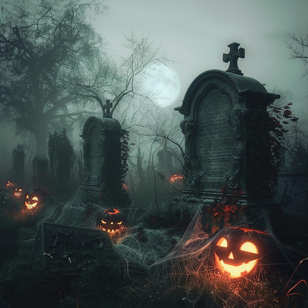 Night_Cemetery_Halloween_Pumpkinsai