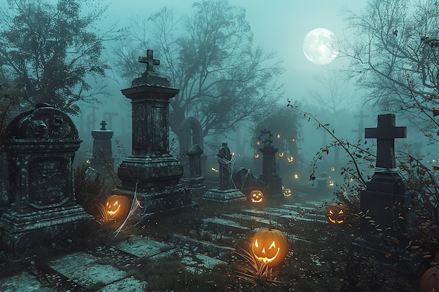 Night_Cemetery_Halloween_Pumpkinsai