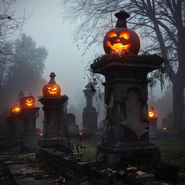 Night_Cemetery_Halloween_Pumpkinsai