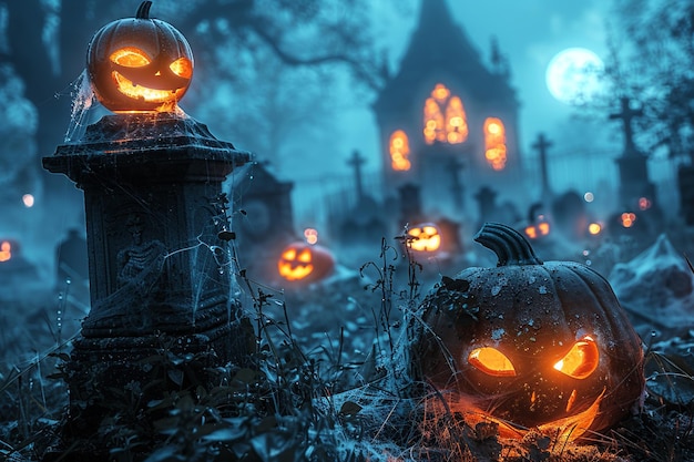 Night_Cemetery_Halloween_Pumpkinsai