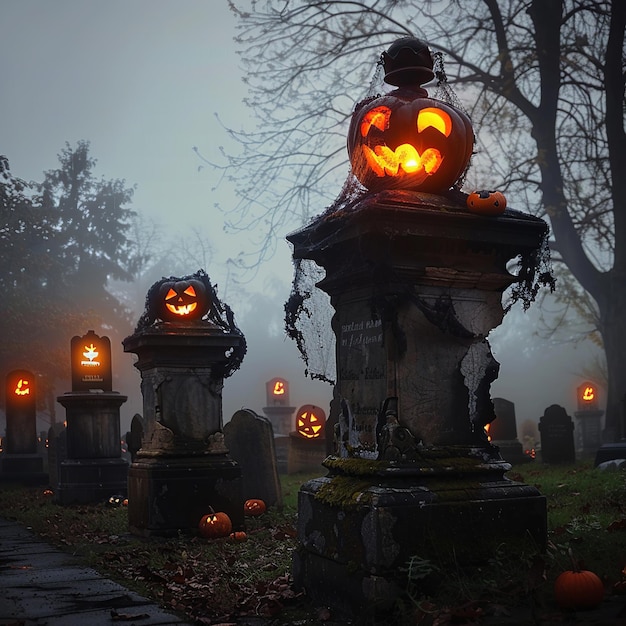 Night_Cemetery_Halloween_Pumpkinsai