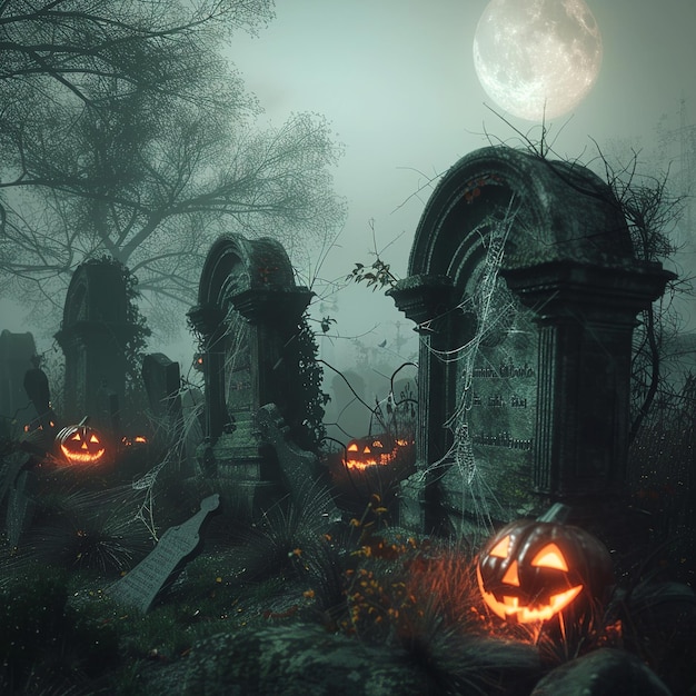 Night_Cemetery_Halloween_Pumpkinsai