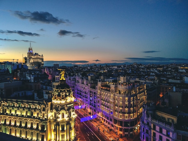 night city landscape of madrid spain