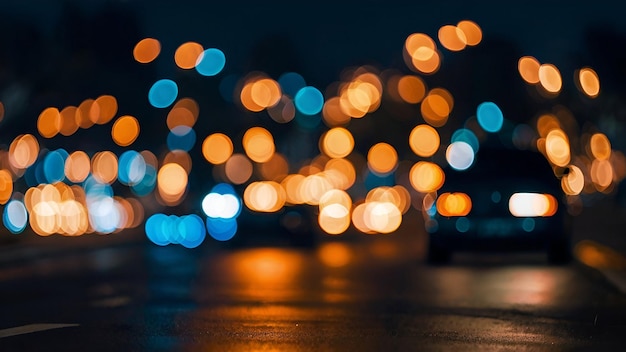 Night city street lights bokeh background Blurred bokeh background