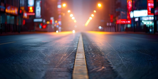 Night city street with neon lights capturing fastpaced urban life essence Concept City Nights Neon Lights Urban Lifestyle Fastpaced Life