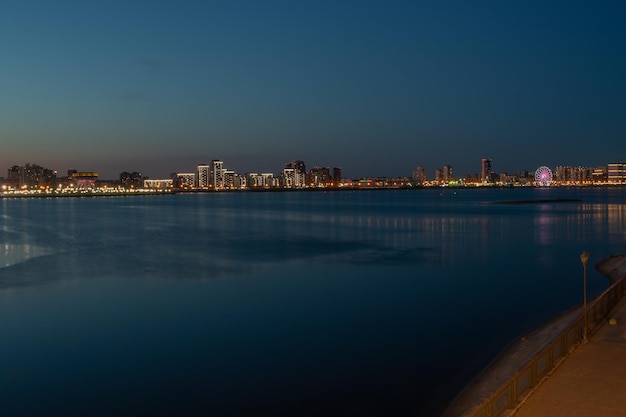 Night city view from the top on the river kazanka in Kazan at night May 2022