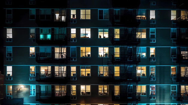 night city windows light blurred lamp light buildings and houses urban life style