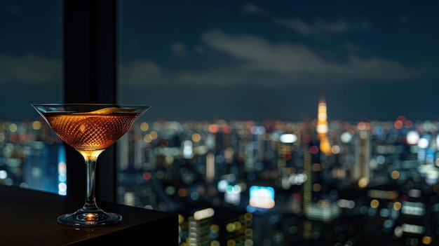 Night Cityscape with Cocktail