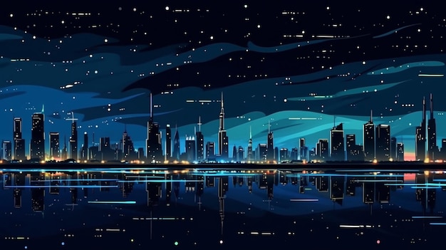 A night cityscape with a night scene.