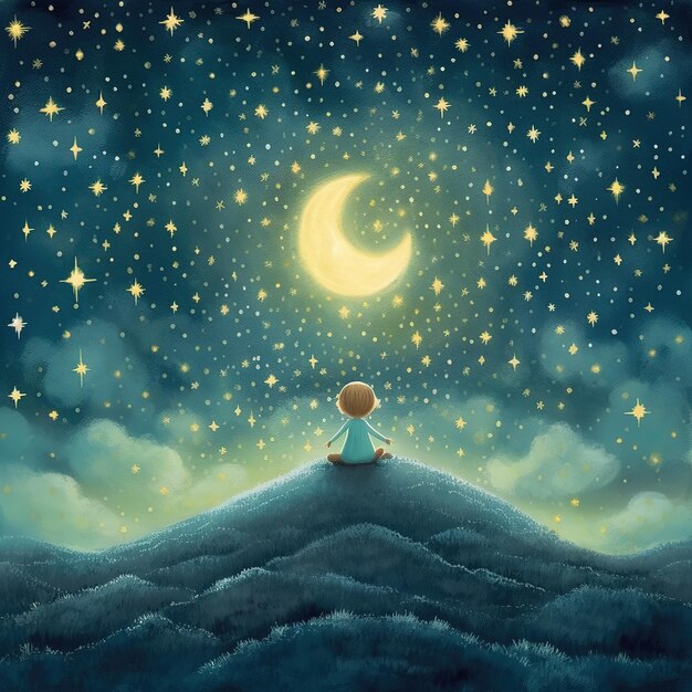 night dream of a child illustration