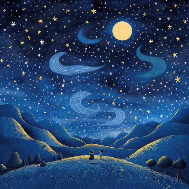 night dream of a child illustration