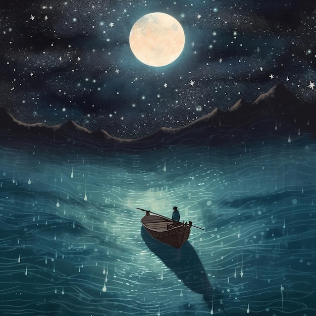 night dream of a child illustration