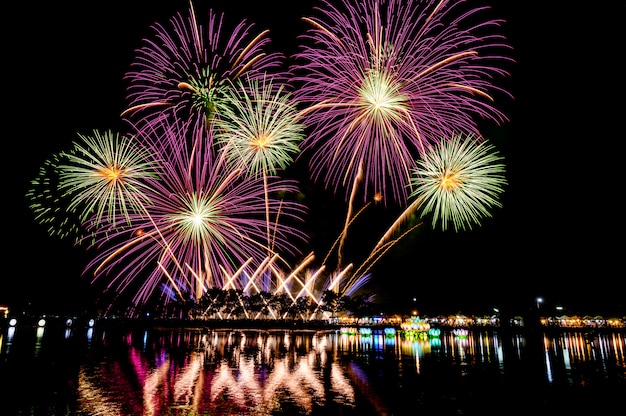 Night fireworks festival for New Year