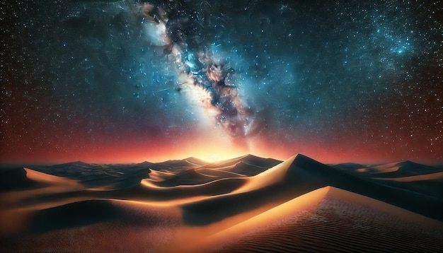 Night landscape of desert with Milky Way