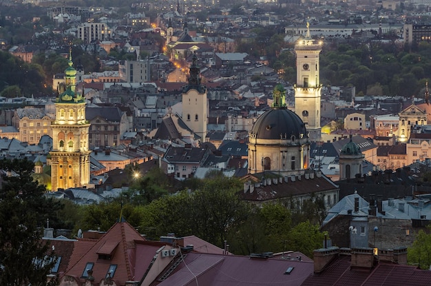 Night Lviv view