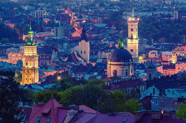 Night Lviv view