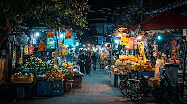 Night Market Street Food Stall in Asia